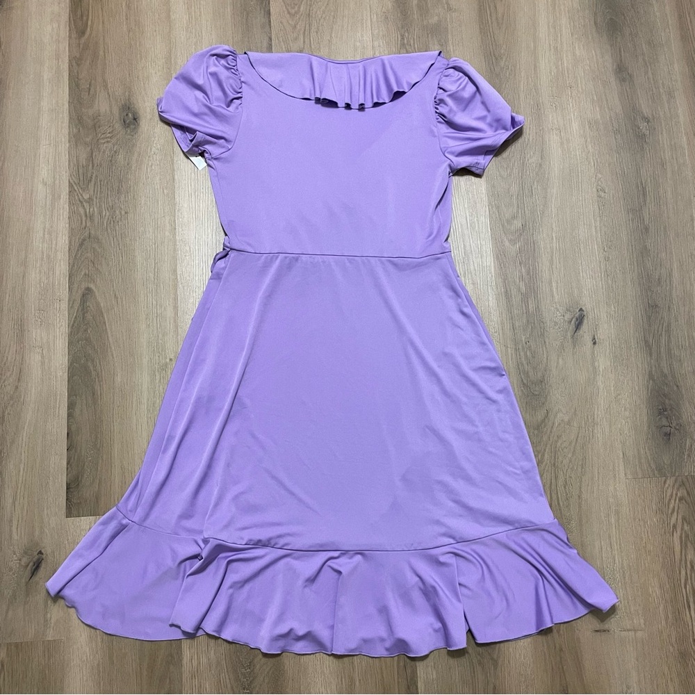 NWT By Design Purple Lavender V-Neck Ruffle Dress in Size XS - Picture 5 of 7